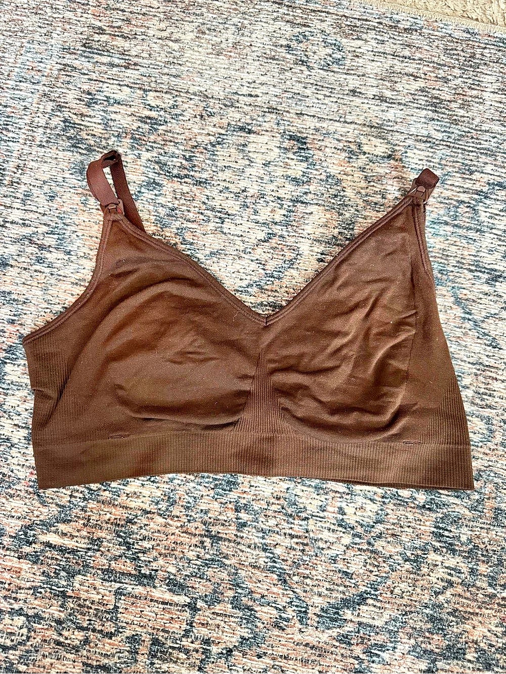 Quince Seamless Nursing Bra Brown Size XL